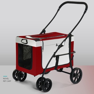 High Quality Luxury 4-Wheel Pet <b>Stroller</b> for Two <b>Dogs</b>/Cats Cheap Luxury Oxford Material Transparent Fashion Style Portable - Product Image 1