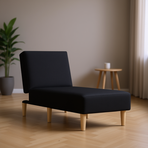 เก้าอี้พักผ่อนโพลีเอสเตอร์สีดำพร้อมขาไม้อัด เฟอร์นิเจอร์ห้องนั่งเล่นทันสมัยเพื่อความสบายและการพักผ่อน - Product Image 2