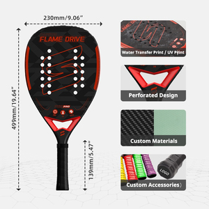 Raquette de beach tennis en fibre de carbone, puissance et attaque, haute stabilité, OEM personnalisé, revêtement UD Grit, surface 3K 12K 18K, professionnelle - Product Image 2