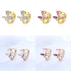 Pendientes de Aro con Forma de Mariposa, Envío Gratis, Chapados en Oro de 18K, con Circonita Cúbica Brillante, Joyería de Moda - Product Image 2