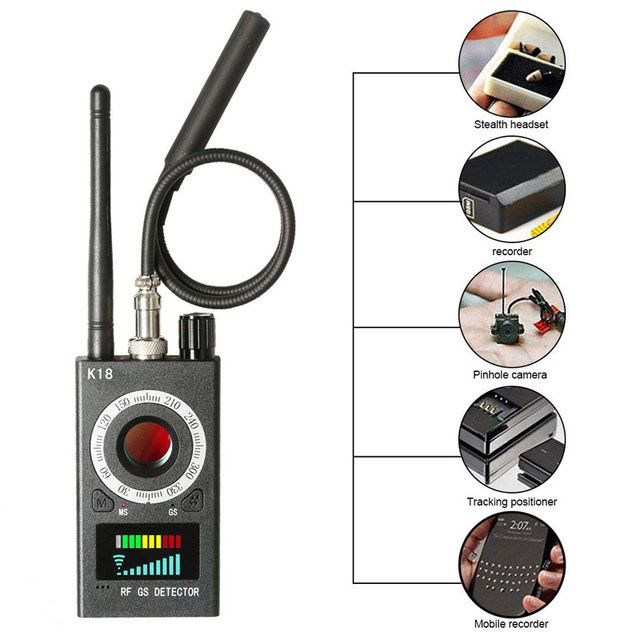 USB C Port K18 GPS Signal Lens RF Tracker Mini Hidden Camera Detector Portable Lens Finder GSM Spy Bug Detector