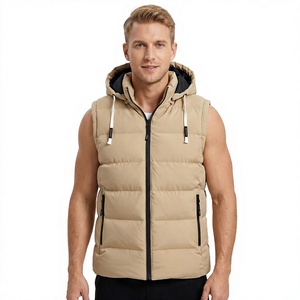 Chaleco Acolchado Reversible sin Mangas con Capucha para Hombre, Cierre de Cremallera, Resistente al Viento, de Lona, Informal, para Invierno, Color Sólido, Corte Regular - Product Image 1