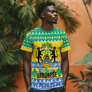 T-shirt personnalisé de football Gabon Allez Les Pantheres Design T-shirts pour hommes en l'honneur du jour de l'indépendance du Gabon - Product Image 2