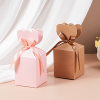 Emballage promotionnel de luxe écologique en papier kraft festonné avec ruban découpé et nœud, personnalisable avec logo, pour cadeaux, bonbons et bijoux de mariage