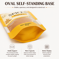 Sachet alimentaire mat personnalisé avec logo, en aluminium Mylar, pochette verticale MOPP VMPET PE avec fermeture éclair pour épices, herbes, poudre de vanille