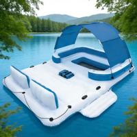 Île flottante gonflable en PVC de qualité commerciale DST pour 6 personnes avec auvent, couleurs personnalisées, logo, garantie de 3 ans pour une utilisation commerciale sur le lac
