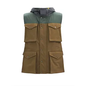 High Quality New Custom Design Hooded Button Placket Multi Pockets Long Sleeve Olive Green Easy Wearable Parka Jacket For Men's
