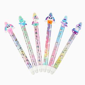 Гелевая ручка O&Q с двойным наконечником, термочувствительная, пластиковая, 0,5 мм, черная/синяя, с милым единорогом, кавайная, для творчества - Product Image 1