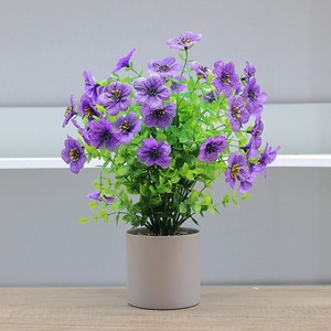 Fleur artificielle d'eucalyptus violette à 7 branches, feuilles d'eucalyptus artificielles, petite orchidée en plastique pour décoration - Product Image 2