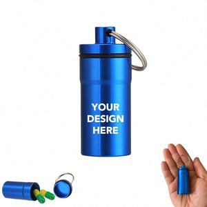 Custom Logo Aluminum Travel Pill Case Keychain Waterproof Mini Storage <b>Container</b> <b>for</b> Promotional Activities - Product Image 1