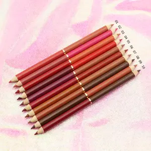 Conjunto de lápis de lábios e delineador de 10 cores de marca própria, delineador labial de acabamento fosco à prova d'água marrom escuro com batom saudável