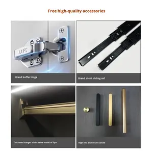 ארונות בגדים מעץ מודרניים פשוטים בהתאמה אישית מבית חרושת גואנגשי, ארונות צד לחדר שינה, דלתות זכוכית, ארון יין פתוח - Product Image 2