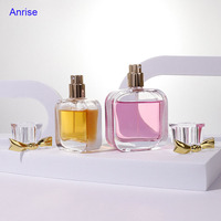 Flacon de parfum en verre carré plat de luxe 30ml 50ml 100ml avec bouchons ronds et vaporisateurs