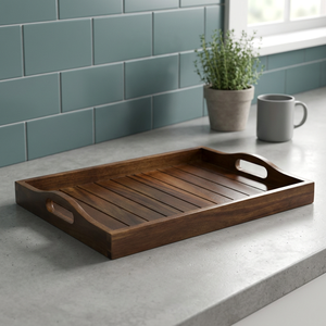 Bandeja de Servir Rectangular Moderna de Madera Maciza Ecológica con Diseño de Dibujos Animados, con Tapa y Asas, Regalo para el Regreso a Clases, para Sala de Estar o Dormitorio - Product Image 3