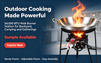 Station de cuisson au gaz propane en fonte certifiée CSA de 54 000 BTU avec wok en fer portable pour la cuisson à frire en extérieur