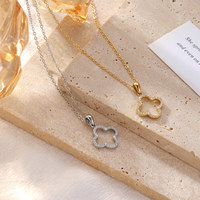Collier Trèfle à Quatre Feuilles en Acier Inoxydable 316L Plaqué Or avec Zirconiums CZ, Vente en Gros, Bijoux de Luxe Tendance pour Femme, Idéal pour les Fêtes