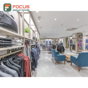 Professional Retail Shop Brushed Stainless Steel <b>Wall</b> <b>Display</b> <b>Unit</b> Turnkey Solution Apparel Store - Product Image 5