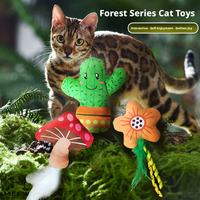 Jouet pour chat en herbe à chat de la série Forêt, jouet à mâcher en peluche mignon en forme de cactus, champignon ou fleur pour chaton, pour jeu interactif autonome