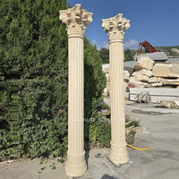 Antique pierre ronde décoration de la maison sculpté à la main pierre naturelle beige marbre colonne romaine piliers