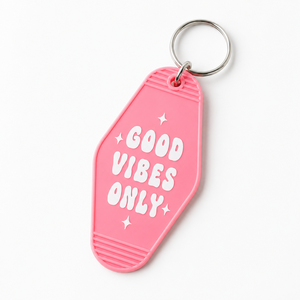 Eco-Friendly Pink Bulk Vinyl <b>Key</b> Chain Motel Keychain Uv Dtf Decal Double Sides Logo Custom Motel Keychain - Product Image 2