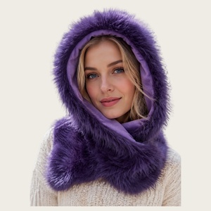 Écharpe à capuche en fausse fourrure pour femme, chapeau/écharpe longue en peluche pour l'hiver, Lianti avec de jolies oreilles en fourrure de renard, accessoire chaud et élégant. - Product Image 5