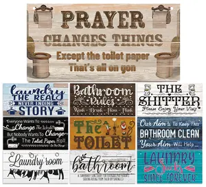 Putuo Decor Wash Your Hands Wooden Plaque Sign for Bathroom Toilet Laundry Decoration