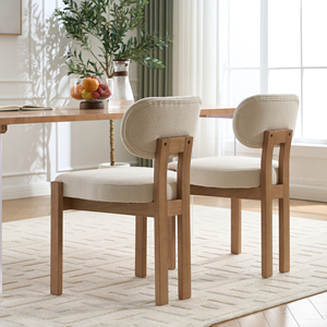 OE HOME Ensemble de 2 chaises de salle à manger en bois, modernes, convertibles, avec revêtement en tissu écologique, pieds en bois massif, pour la maison - Product Image 2