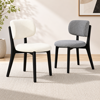 Chaise de salle à manger moderne en bouclette avec pieds en chêne noir, chaise de cuisine rembourrée, chaise d'appoint nordique pour salle à manger et salon