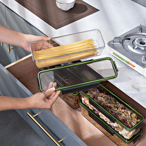 Boîte de rangement rectangulaire hermétique pour nouilles, pâtes et autres aliments secs, qualité alimentaire, avec couvercle à clip. - Product Image 4
