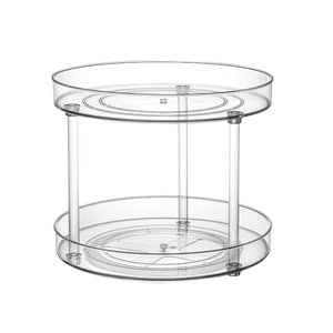 Venta al por mayor de plástico giratorio estante de almacenamiento de 360 ° giratorio <span class=keywords><strong>Lazy</strong></span> <span class=keywords><strong>Susan</strong></span> con 2 capas organizador multiusos para especias/medicina/maquillaje - Product Image 2