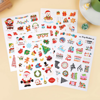 Feuille d'autocollants de Noël personnalisés, Père Noël, imperméables, découpés à la forme, pour carnet, décoration de fête DIY pour enfants