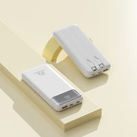 Batterie externe multi-câbles ultra-mince 10000/20000 mAh avec double lampe torche, charge rapide PD 22,5 W, câbles intégrés, cordon, portable
