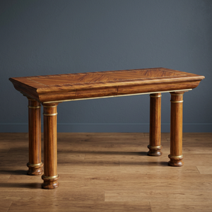 Traditional Mahogany <b>Console</b> <b>Table</b> with Fluted Legs Handmade <b>Storage</b> Antique Style Living Room Furniture - Product Image 3