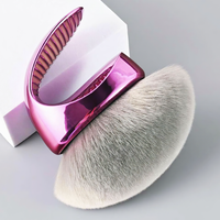 Pinceau à poudre libre surdimensionné à tête champignon en poils synthétiques avec manche en plastique, idéal pour le blush et le gloss à lèvres - Meilleure vente