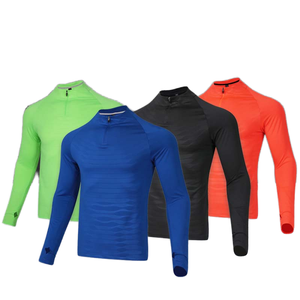 เสื้อกีฬาแขนยาวผู้ชายแบบใส่ได้สองด้าน แห้งเร็ว คอตั้ง สำหรับฤดูใบไม้ร่วง ออกกำลังกาย วิ่ง ใส่สบาย มีซิป ระบายอากาศได้ดี น้ำหนัก 220 กรัม - Product Image 1