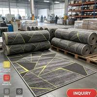 Moderner Geometrischer Rechteckiger Wohnzimmer-Teppich Bedruckter Latex Rutschfester Grau-Schwarz-Gelber Linien-Teppich für Büro und Hotel