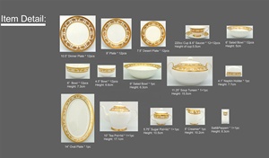 Juego de Vajilla de Porcelana Fina de Baviera, 108 Piezas, con Relieve Dorado de Lujo - Product Image 5