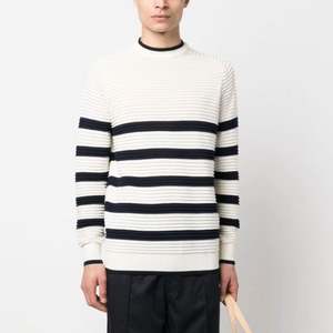 Pull en laine de haute qualité personnalisé à la mode pull en tricot rayé col rond pull pour hommes - Product Image 1