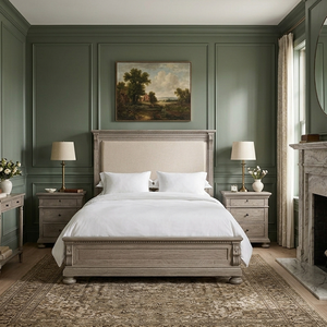 Cama <span class=keywords><strong>de</strong></span> Pared Francesa RH ST. JAMES, Tamaño King, Cabecera Tapizada, Estructura <span class=keywords><strong>de</strong></span> <span class=keywords><strong>Madera</strong></span> Sólida, Color Gris Claro, Muebles Elegantes para Dormitorio - Product Image 1