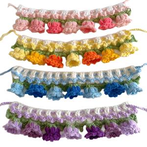 Baberos tejidos para mascotas con diseño de flores de orquídea, lindos pañuelos para gatos y perros, calentadores de cuello y accesorios para fotos. - Product Image 4