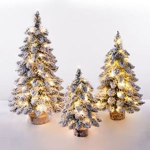 Mini sapin de Noël artificiel de haute qualité, en peluche, effet neige, résistant aux flammes, écologique, décoration de table pour les fêtes - Product Image 3