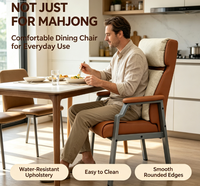 Chaise ergonomique à dossier haut pour Mahjong, avec coussin en mousse épaisse et structure métallique stable, idéale pour la salle à manger, la lecture et les clubs.