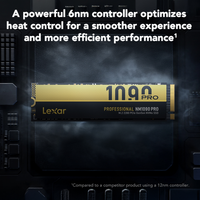 Lexar NM1090 PRO PCIe 5.0 NVMe M.2 2280 SSD Profesional Internal SSD dengan kecepatan baca hingga 14.000MB/s dan kecepatan tulis 10.000MB/s.