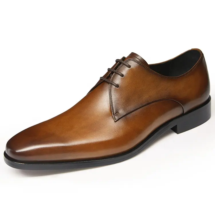 Logo Hombre Zapatos de oficina tamaño 37-44 vestido Casual Derby zapatos nuevos zapatos de marca de moda de Reino Unido Popular personalizado de marca zapatos de cuero de los hombres zapatos