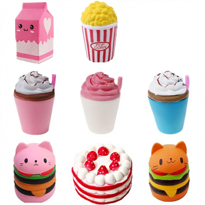 Jouets Squishy en PU pour Filles, Thème Kawaii Popcorn Frites Panda Gâteau Hamburger, <span class=keywords><strong>à</strong></span> Remontée Lente, Parfum Crème, Anti-Stress, Vente en Gros - Product Image 1