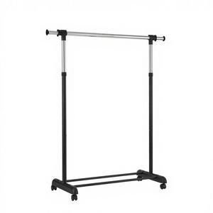 Organizador de Ropa Rodante Redondo de Hierro Cromado Ajustable, Multifuncional con Ruedas para Baño y Sala de Estar - Product Image 1