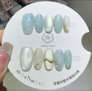 TSZS <span class=keywords><strong>Ongles</strong></span> en acrylique peints à la main de haute qualité, forme carrée, <span class=keywords><strong>manucure</strong></span> française, 10 pièces avec emballage en boîte - Product Image 3
