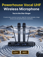 Système de microphone sans fil UHF GAW-TD100 2x480 canaux avec suppression du bruit pour smartphones, conférences, scène et karaoké