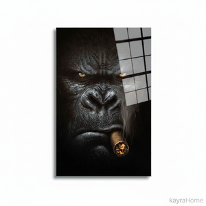 Impresionante Lienzo de Arte en Vidrio Gorilla con Diseño Impreso - Obra de Arte Animal Única, Panel Decorativo Art Deco para Colgar en la Pared - Product Image 2