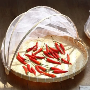 <span class=keywords><strong>Cesta</strong></span> de Almacenamiento de Bambú para Pan, Verduras y Frutas, Tejida <span class=keywords><strong>a</strong></span> Mano, con Cubierta de Malla Antipolvo y Antiinsectos - Product Image 2